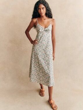 Sezane Chiaretta Midi Cotton Dress in Ostuni Print Floral Eyelet Embroidery Sz 8